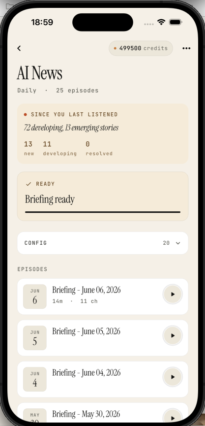AI News briefing detail screen