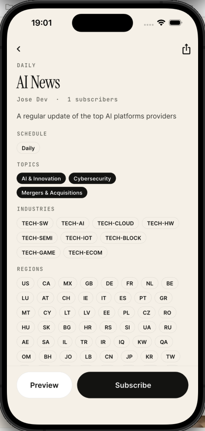 Subscribe to a shared briefing