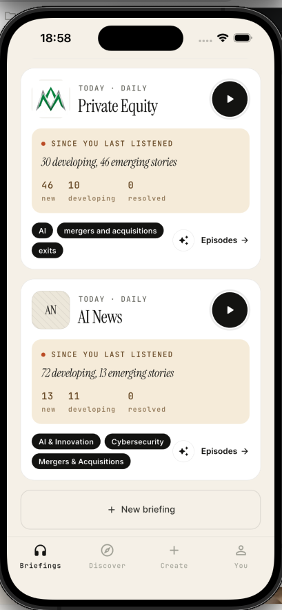 NewsNossa briefings home screen